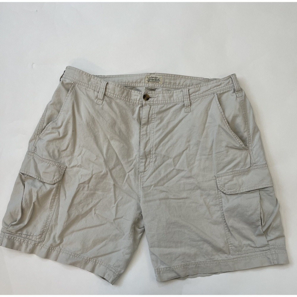 St Johns Bay Mens 44 Beige Khaki Cargo Shorts Flat Front Chino Outdoor